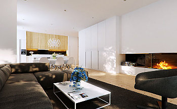Brown-Modern-Living-Room-Design-with-Fireplace-by-PM-Studio