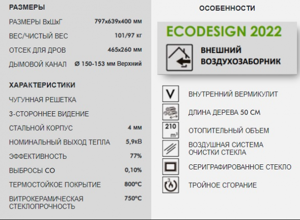 Дровяной камин PANADERO Atlantic Trivision стальной