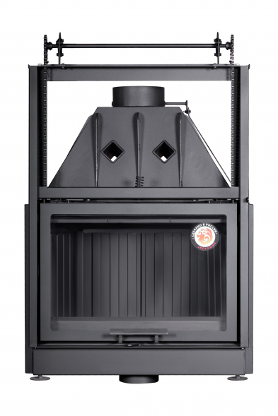 Каминная топка Экокамин Альфа 800 KВ с контргрузом черный шамот
