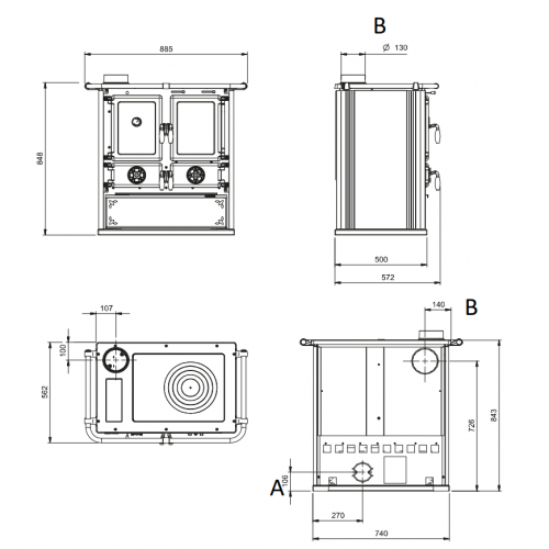 Печь La NORDICA Печь ROSETTA SINISTRA 16 STEEL NERO ANTRACITE (чёрный)
