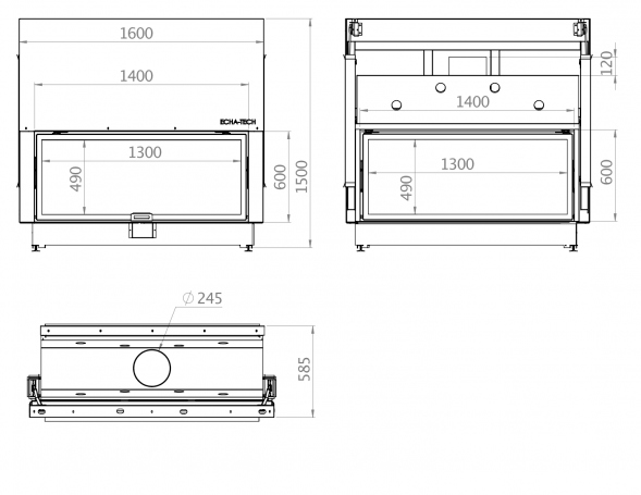 Каминная топка двойная 140x60 G Echa Tech